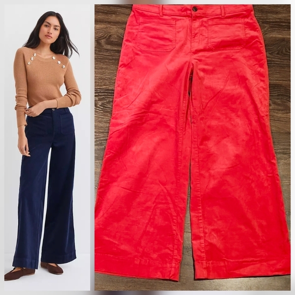 LOFT Pants - ❤️ LOFT CORDUROY HIGH RISE WIDE LEG PALMER PANTS, PINK, 14 (32)